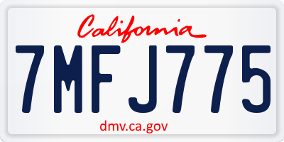 CA license plate 7MFJ775