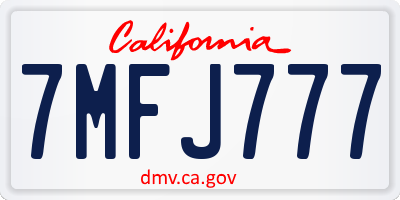 CA license plate 7MFJ777