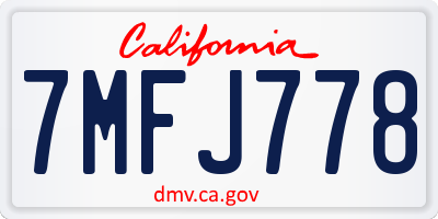 CA license plate 7MFJ778