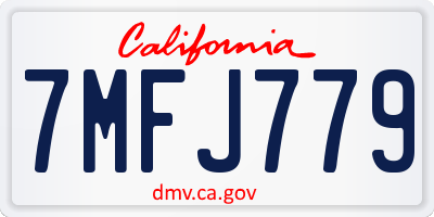 CA license plate 7MFJ779