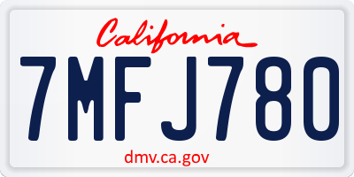 CA license plate 7MFJ780