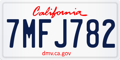 CA license plate 7MFJ782