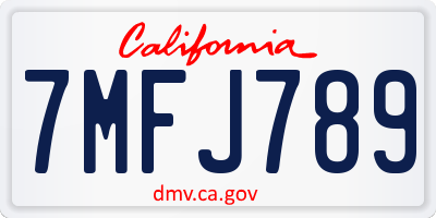 CA license plate 7MFJ789