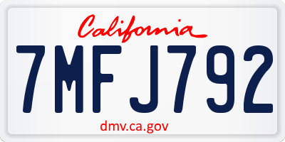 CA license plate 7MFJ792