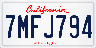 CA license plate 7MFJ794