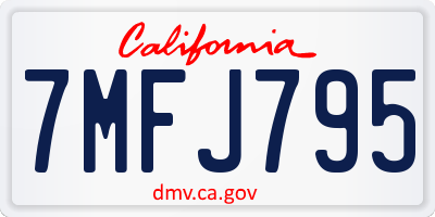 CA license plate 7MFJ795