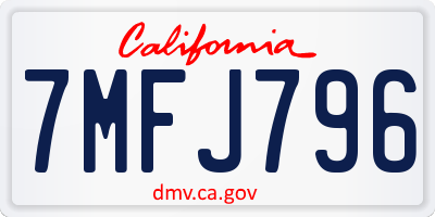 CA license plate 7MFJ796