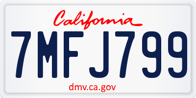 CA license plate 7MFJ799