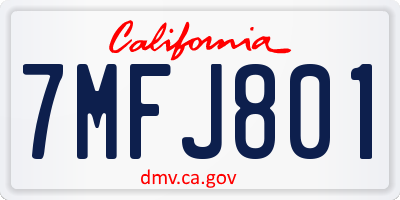 CA license plate 7MFJ801