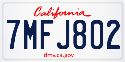 CA license plate 7MFJ802