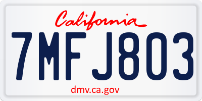 CA license plate 7MFJ803