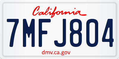 CA license plate 7MFJ804