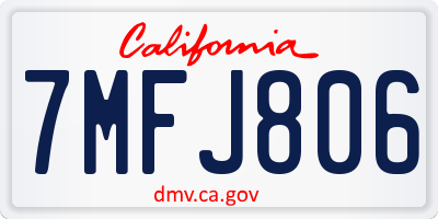 CA license plate 7MFJ806