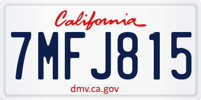 CA license plate 7MFJ815