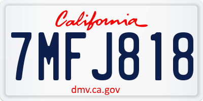 CA license plate 7MFJ818