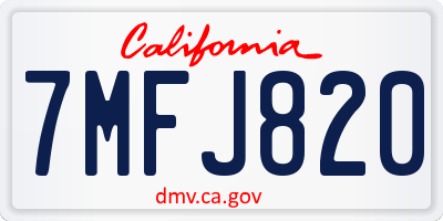 CA license plate 7MFJ820