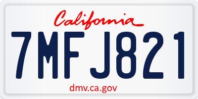 CA license plate 7MFJ821