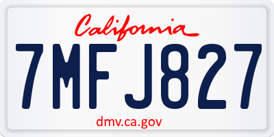 CA license plate 7MFJ827