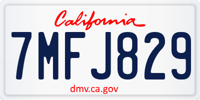 CA license plate 7MFJ829
