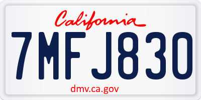 CA license plate 7MFJ830