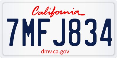 CA license plate 7MFJ834