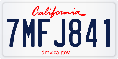 CA license plate 7MFJ841