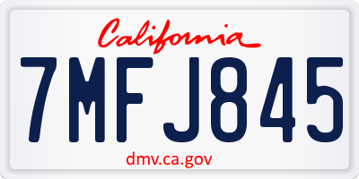 CA license plate 7MFJ845