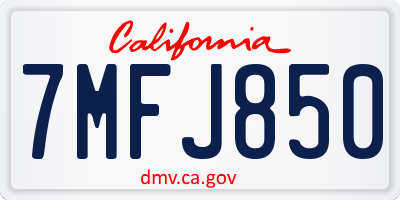 CA license plate 7MFJ850