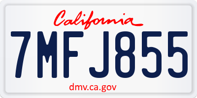 CA license plate 7MFJ855