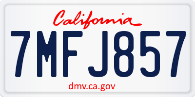 CA license plate 7MFJ857