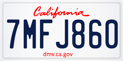 CA license plate 7MFJ860