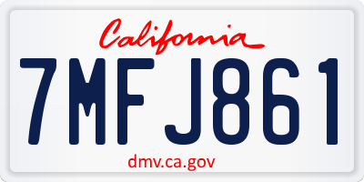 CA license plate 7MFJ861