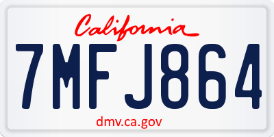 CA license plate 7MFJ864