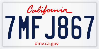 CA license plate 7MFJ867