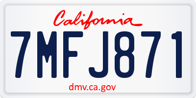 CA license plate 7MFJ871