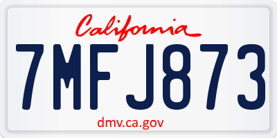 CA license plate 7MFJ873