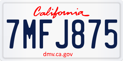 CA license plate 7MFJ875