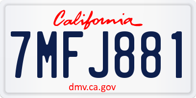 CA license plate 7MFJ881