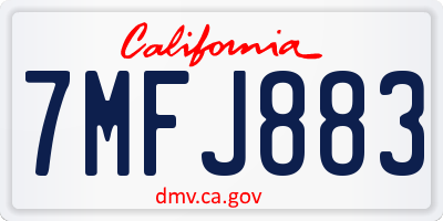 CA license plate 7MFJ883