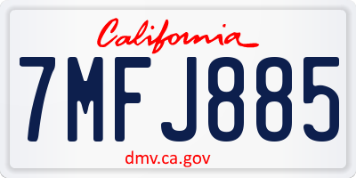 CA license plate 7MFJ885