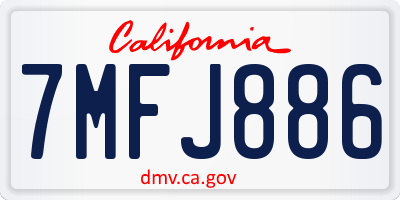 CA license plate 7MFJ886