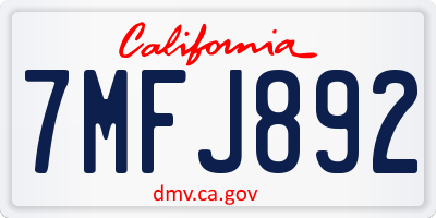 CA license plate 7MFJ892