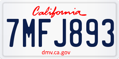 CA license plate 7MFJ893