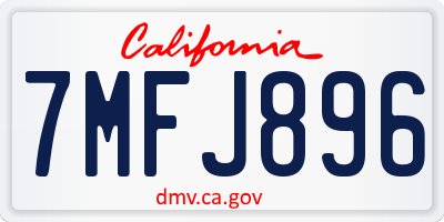 CA license plate 7MFJ896
