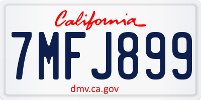 CA license plate 7MFJ899