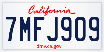 CA license plate 7MFJ909