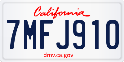 CA license plate 7MFJ910
