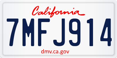 CA license plate 7MFJ914