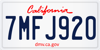 CA license plate 7MFJ920
