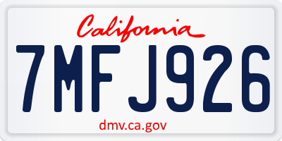 CA license plate 7MFJ926